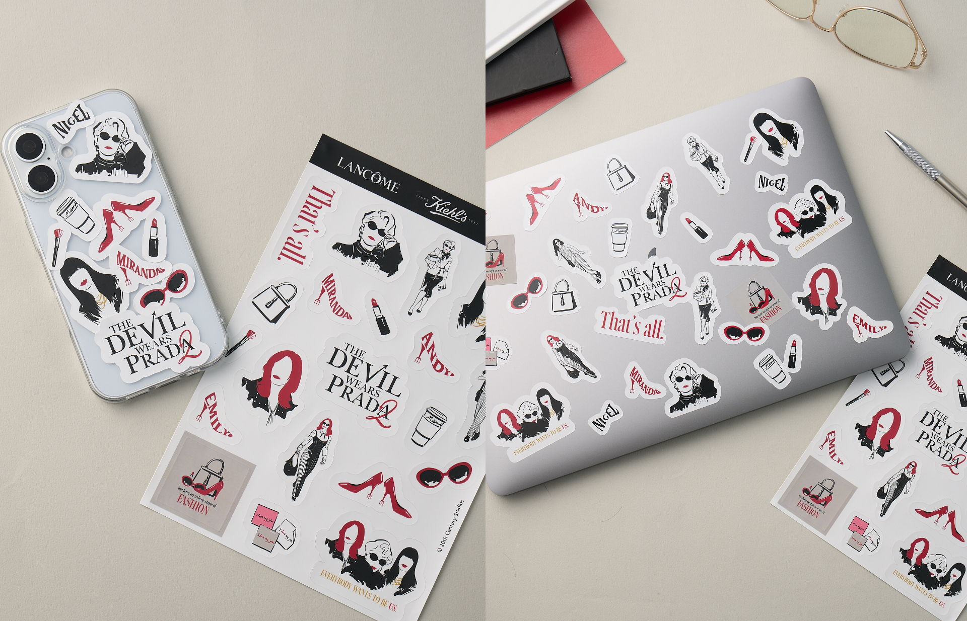 Lanc&ocirc;me蘭蔻、Kiehl's契爾氏、shu uemura 植村秀穿著Prada的惡魔2